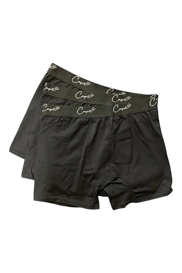 Pamuklu Likralı 3'lü Siyah Penye Boxer