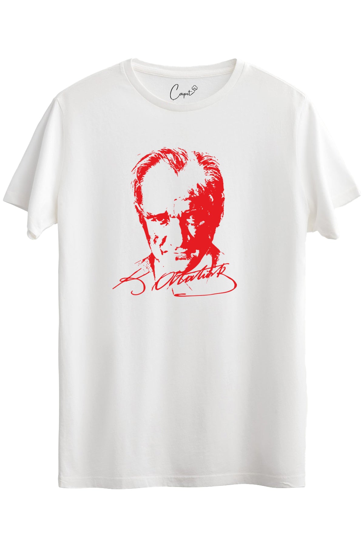Baumwoll-T-Shirt für Erwachsene mit Atatürk-Druck für den 23. April und 29. Oktober