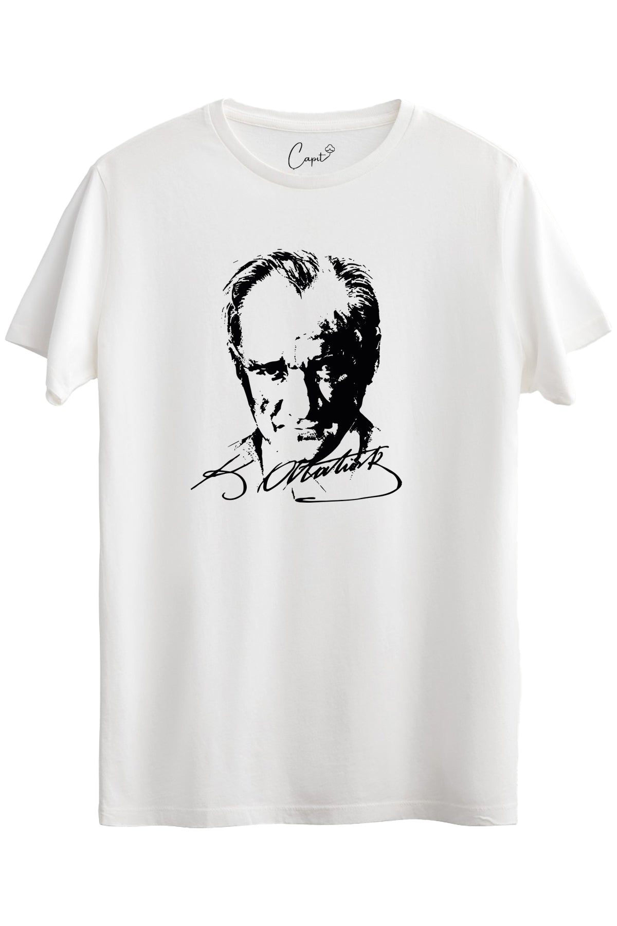 Baumwoll-T-Shirt für Erwachsene mit Atatürk-Druck für den 23. April und 29. Oktober