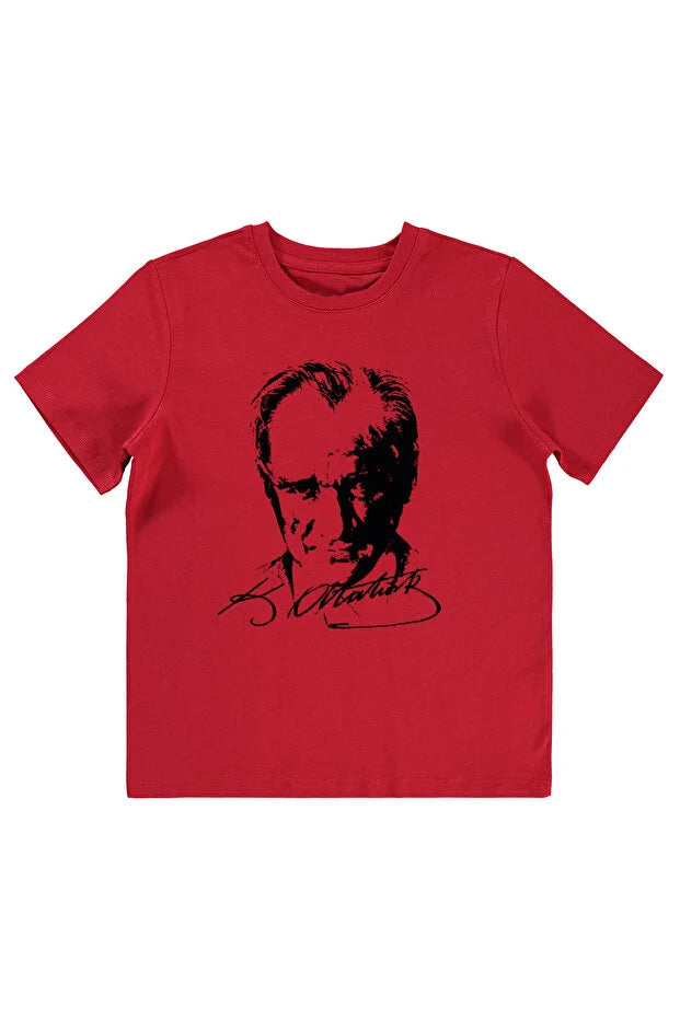 Pamuklu Atatürk Baskılı 23 Nisan 29 Ekim Çocuk Tişörtü