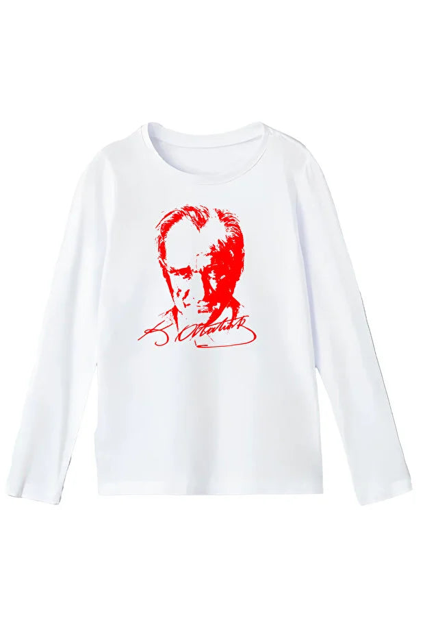 Pamuklu Uzun Kollu Atatürk Baskılı 23 Nisan 29 Ekim Çocuk Tişörtü