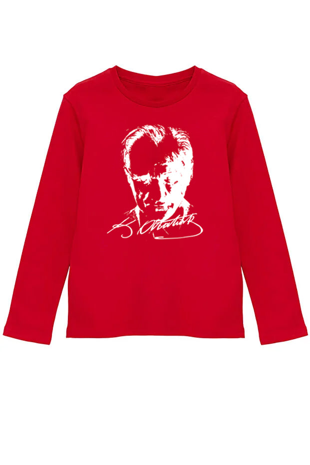 Pamuklu Uzun Kollu Atatürk Baskılı 23 Nisan 29 Ekim Çocuk Tişörtü