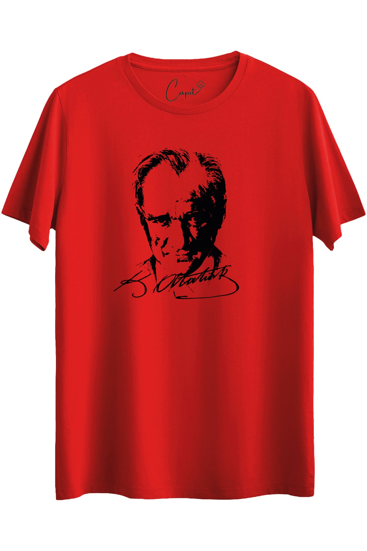 Baumwoll-T-Shirt für Erwachsene mit Atatürk-Druck für den 23. April und 29. Oktober