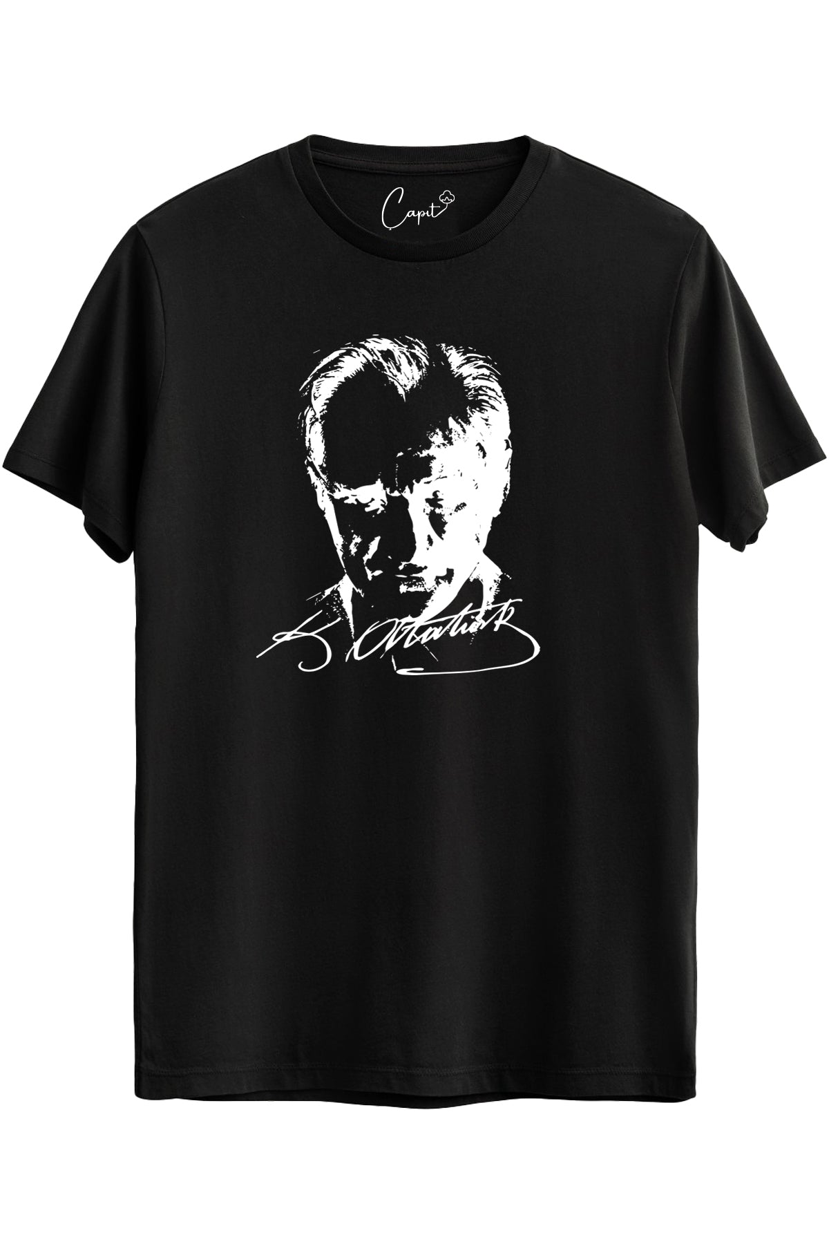 Baumwoll-T-Shirt für Erwachsene mit Atatürk-Druck für den 23. April und 29. Oktober