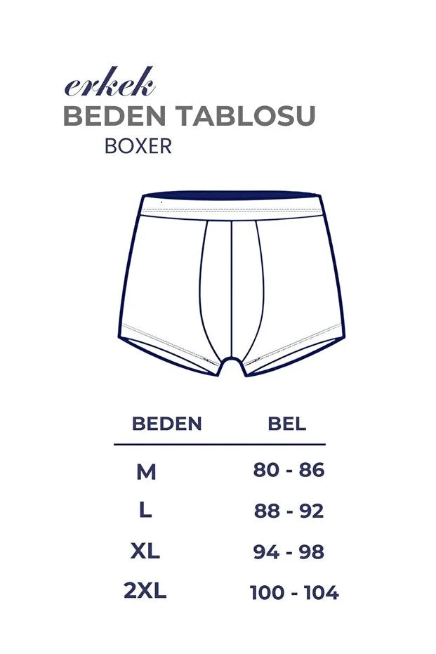 Pamuklu Likralı 3'lü Saks Mavi Penye Boxer