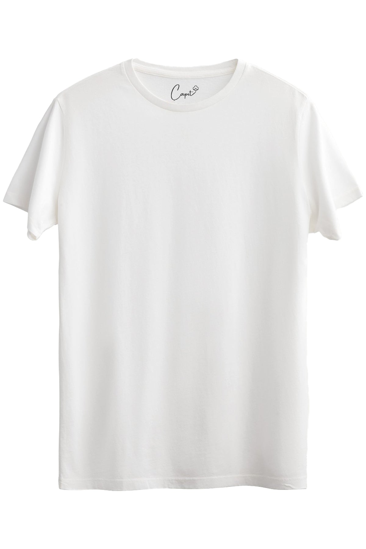 Sıfır Yaka Kısa Kollu Basic Beyaz Tişört