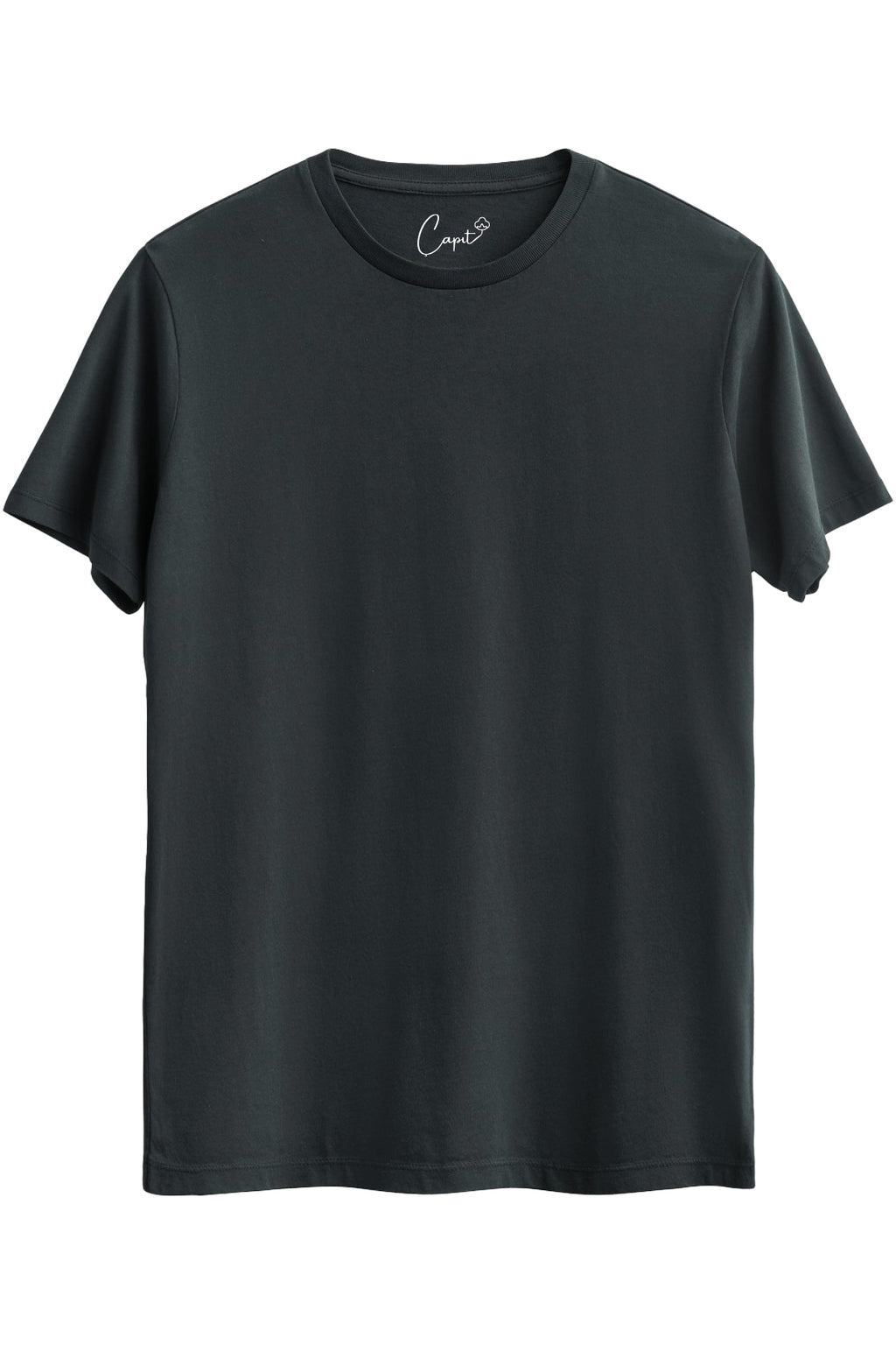 Sıfır Yaka Kısa Kollu Basic Füme Tişört