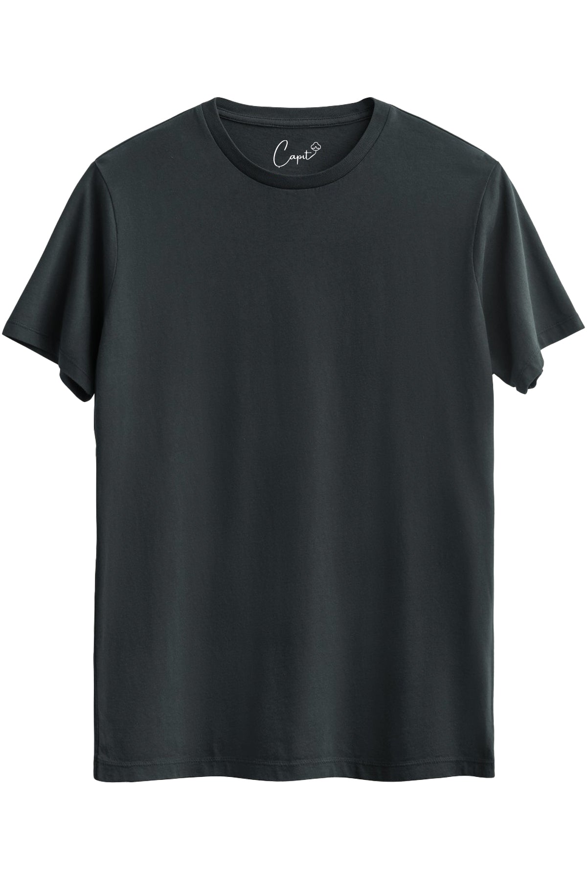 Sıfır Yaka Kısa Kollu Basic Füme Tişört