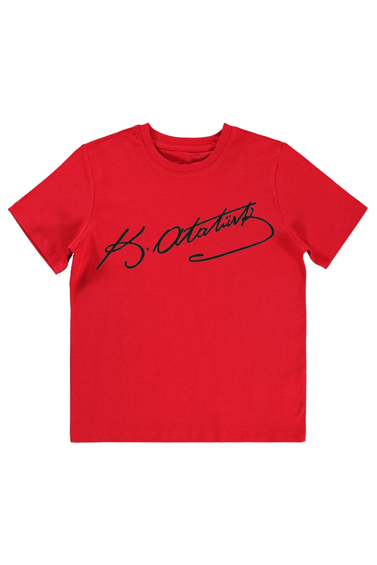 Pamuklu Atatürk İmza Baskılı 23 Nisan 29 Ekim Çocuk Tişörtü