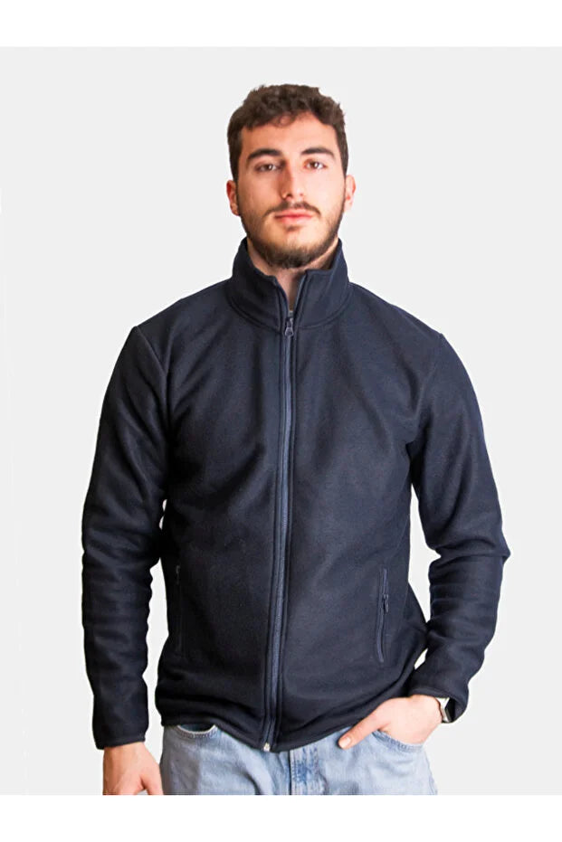 Unisex-Fleecejacke mit zwei Taschen in Marineblau