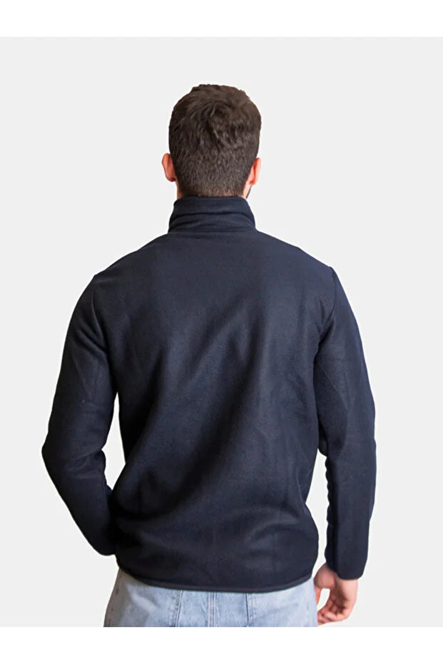 Unisex-Fleecejacke mit zwei Taschen in Marineblau