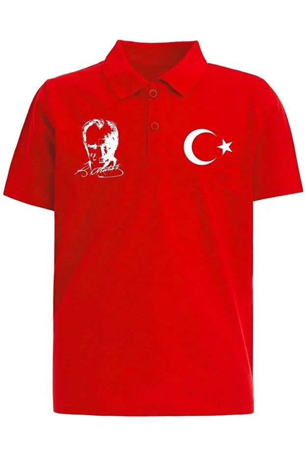 Cotton Polo Neck Atatürk and Crescent and Star April 23 October 29 Adult T-Shirt