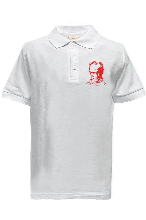 Baumwoll-Poloshirt mit Atatürk-Aufdruck, 23. April, 29. Oktober, für Erwachsene