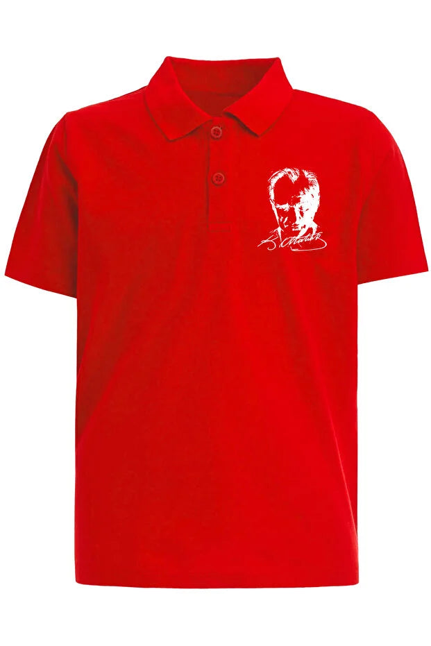 Baumwoll-Poloshirt mit Atatürk-Aufdruck, 23. April, 29. Oktober, für Erwachsene