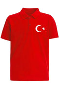 Baumwoll-Polo-Shirt mit Stern- und Halbmond-Druck für Erwachsene zum 23. April und 29. Oktober