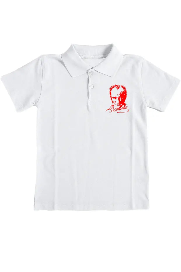 Pamuklu Polo Yaka Atatürk Baskılı 23 Nisan 29 Ekim Çocuk Tişört