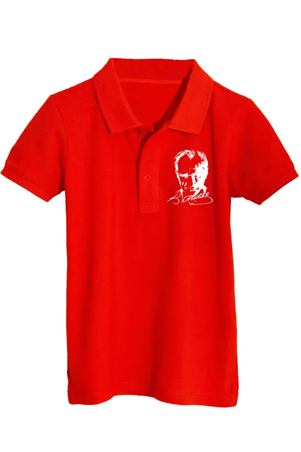 Pamuklu Polo Yaka Atatürk Baskılı 23 Nisan 29 Ekim Çocuk Tişört