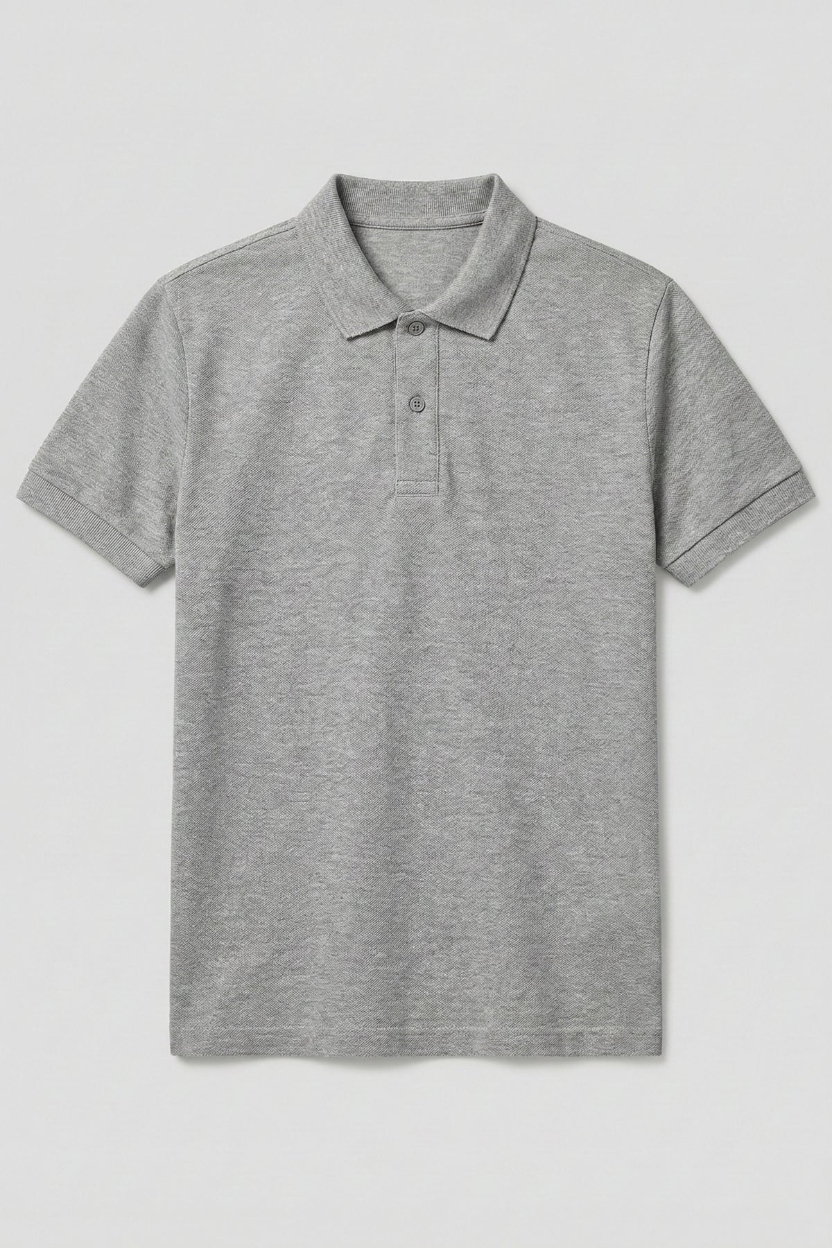 Polo Yaka Kısa Kollu Gri Melanj Tişört