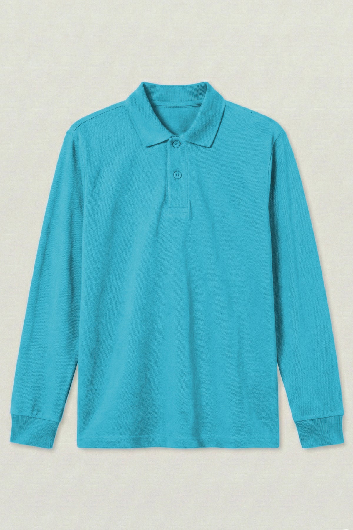 Polo Yaka Uzun Kollu Açık Turkuaz Tişört