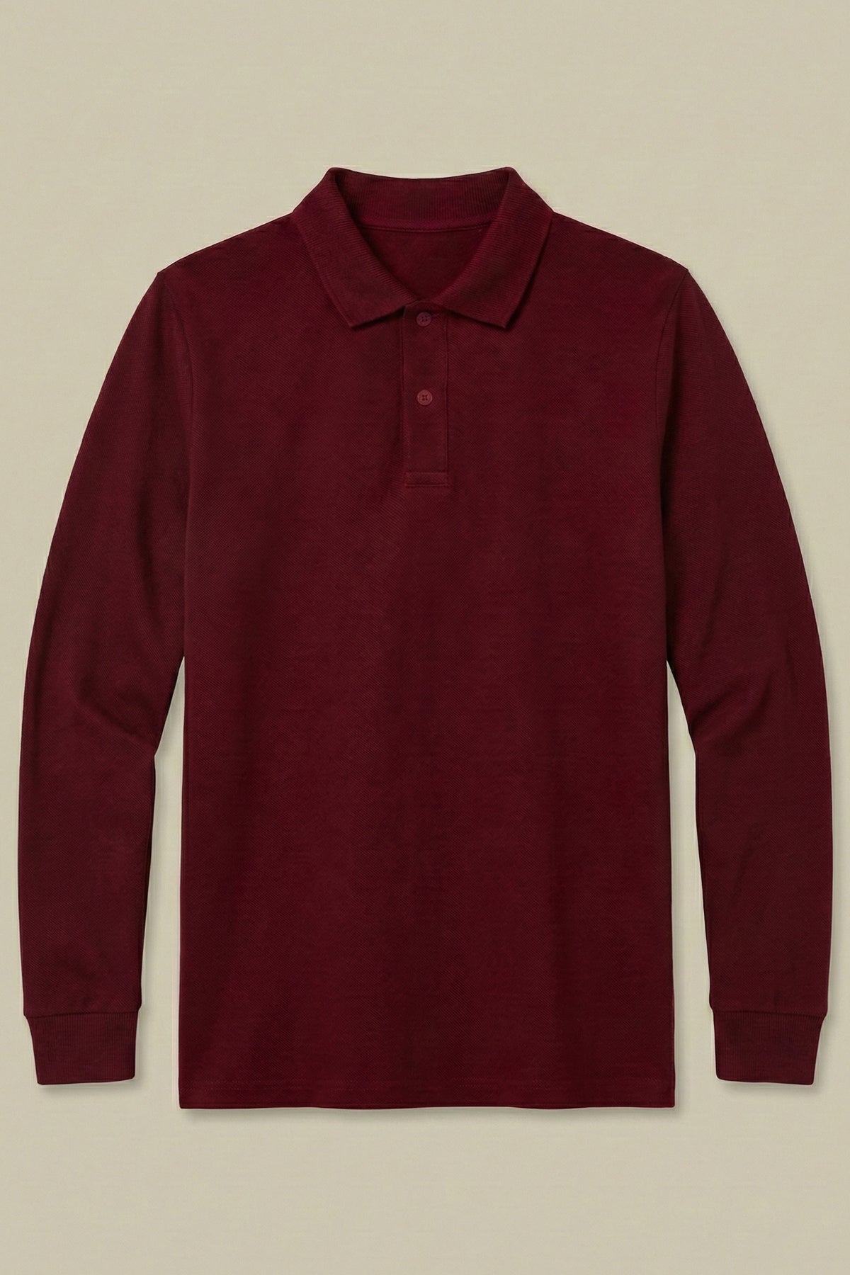 Polo Yaka Uzun Kollu Bordo Tişört