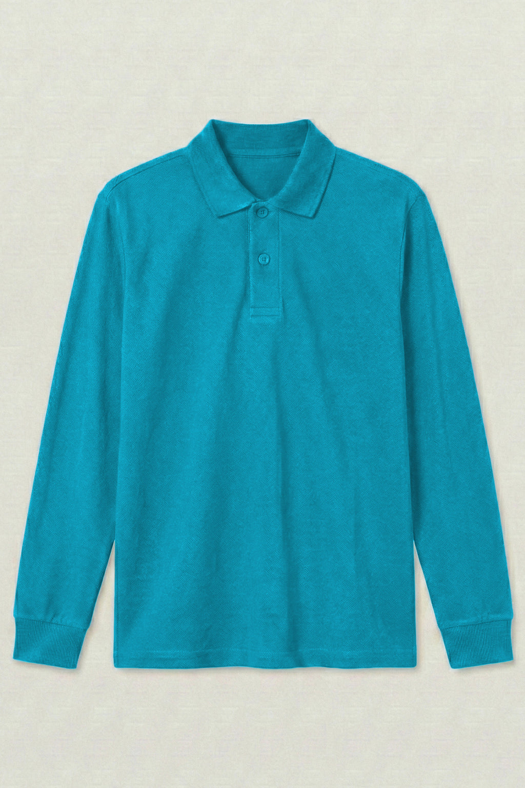 Polo Yaka Uzun Kollu Koyu Turkuaz Tişört