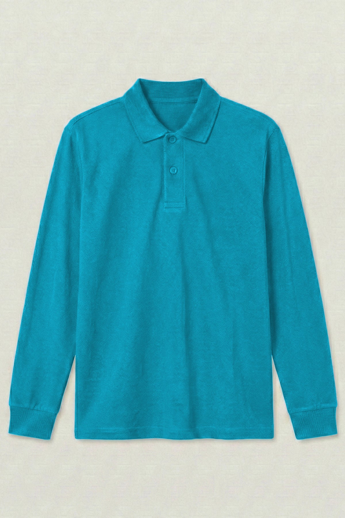 Polo Yaka Uzun Kollu Koyu Turkuaz Tişört