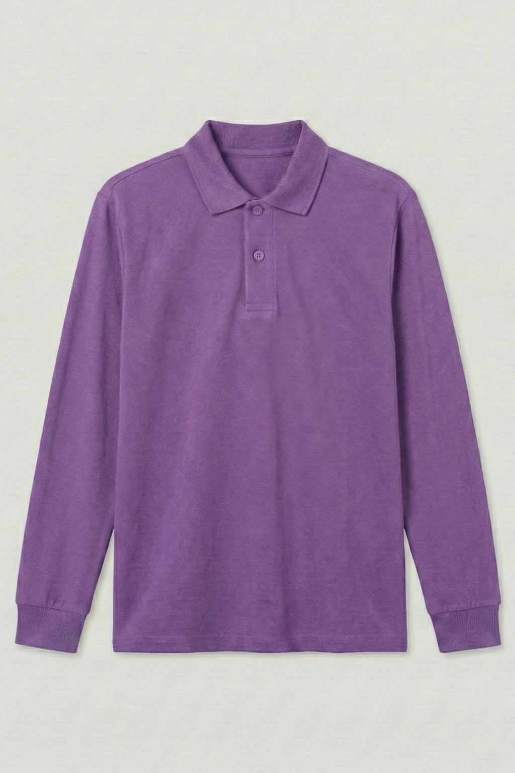 Polo Yaka Uzun Kollu Lila Tişört