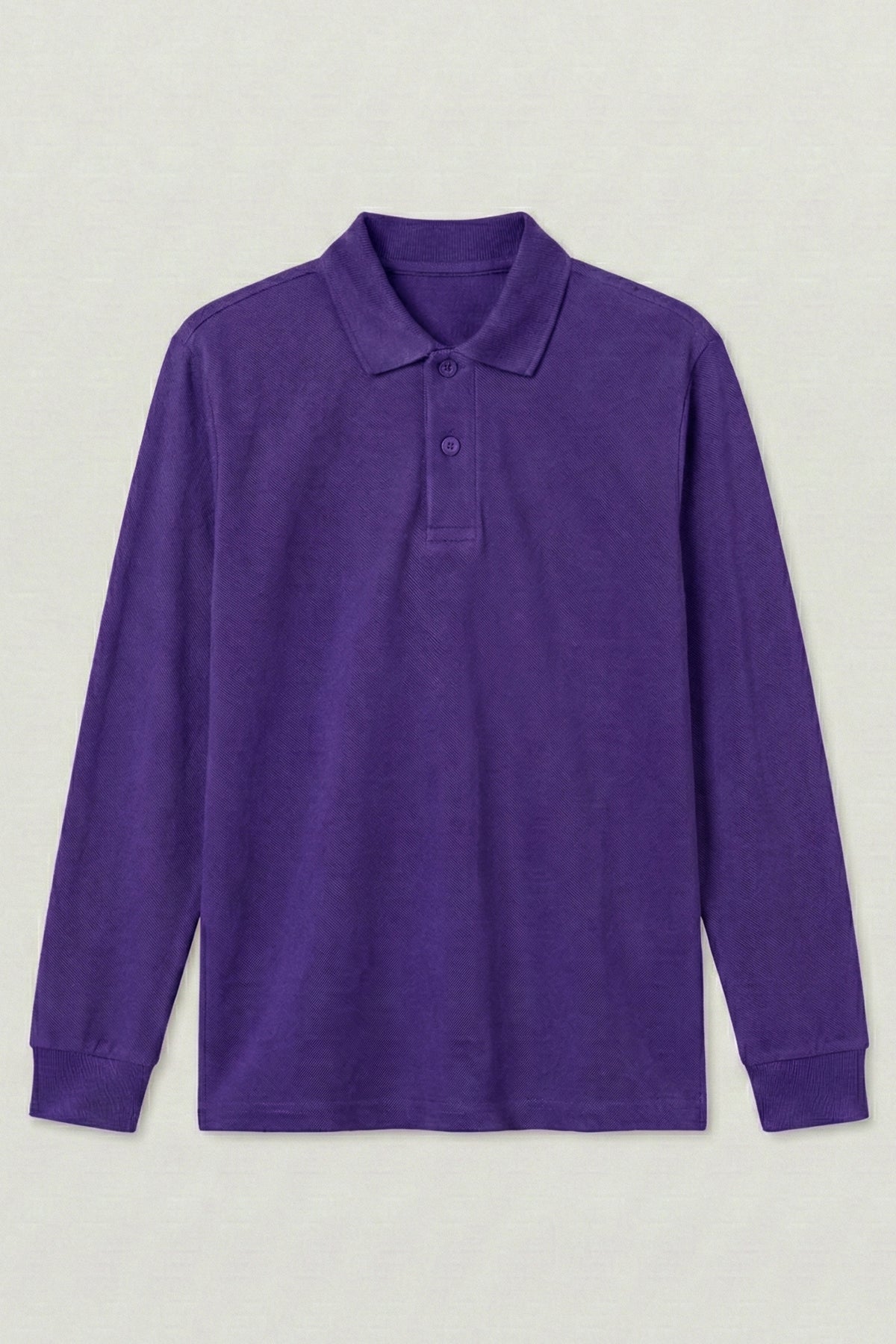 Polo Yaka Uzun Kollu Mor Tişört
