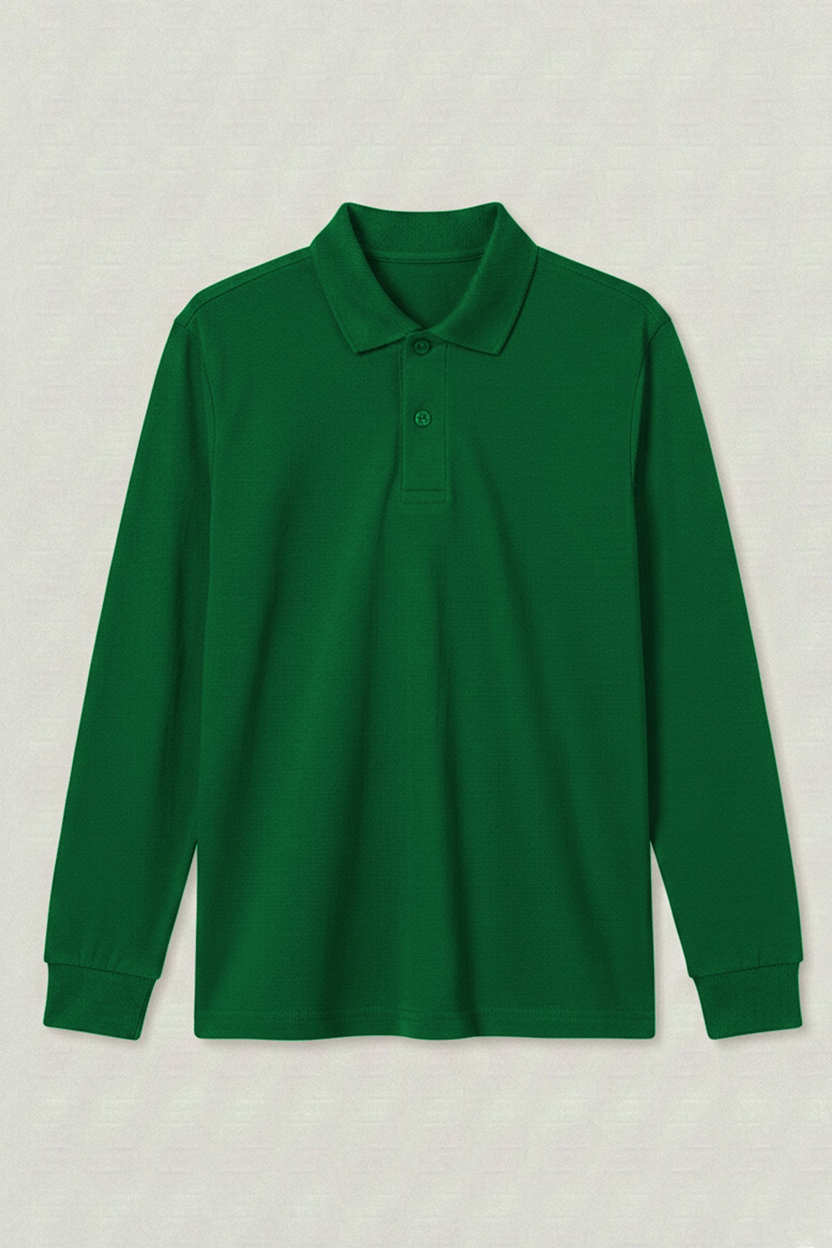 Polo Yaka Uzun Kollu Yeşil Tişört
