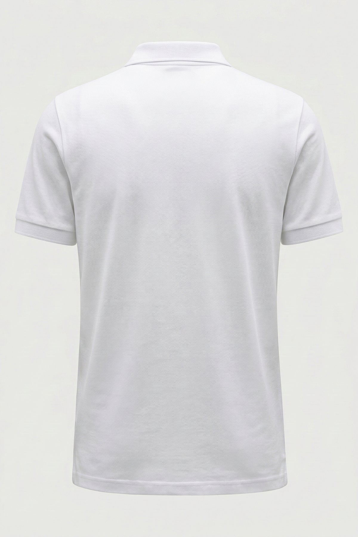 Polo Yaka Kısa Kollu Yarım Fermuarlı Beyaz Tişört