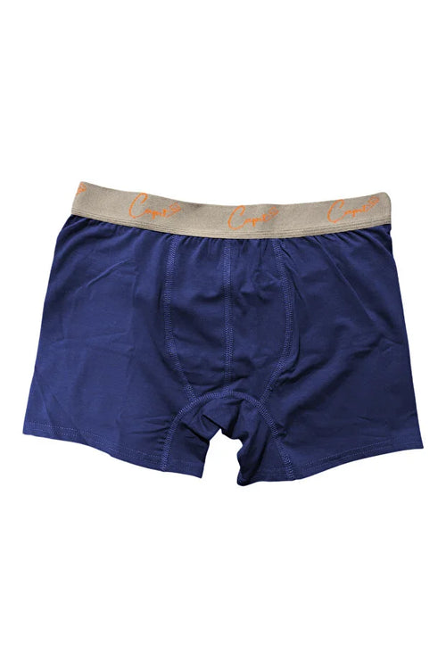 Pamuklu Likralı 3'lü Saks Mavi Penye Boxer