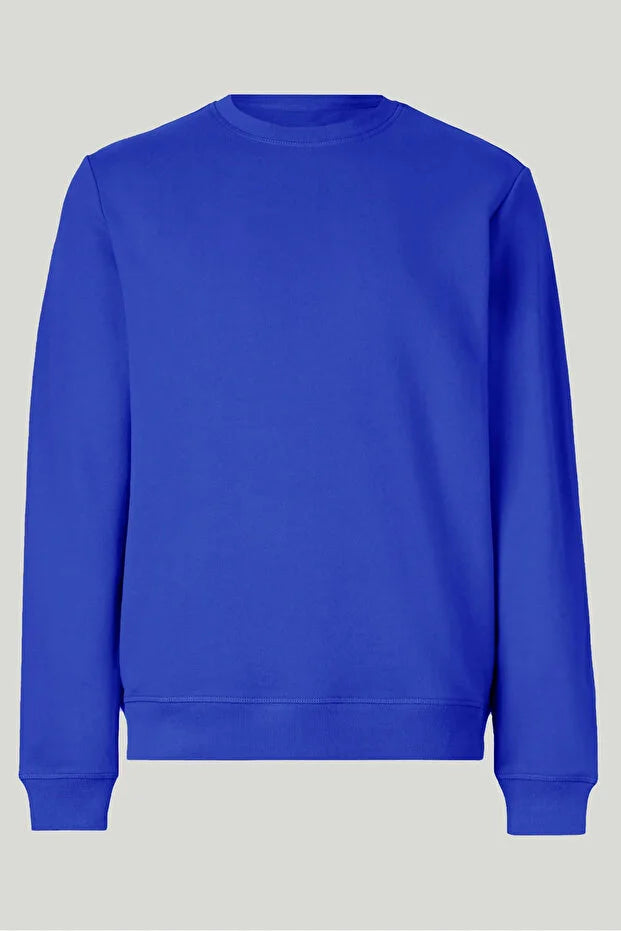 Unisex Sweatshirt in Saphirblau, Rundhalsausschnitt, Standard-Passform, dreifädig, gefüttert