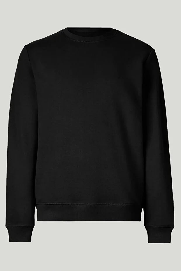 Unisex Standard Fit Rundhals-Sweatshirt aus dreifädigem, angerautem Stoff in Schwarz