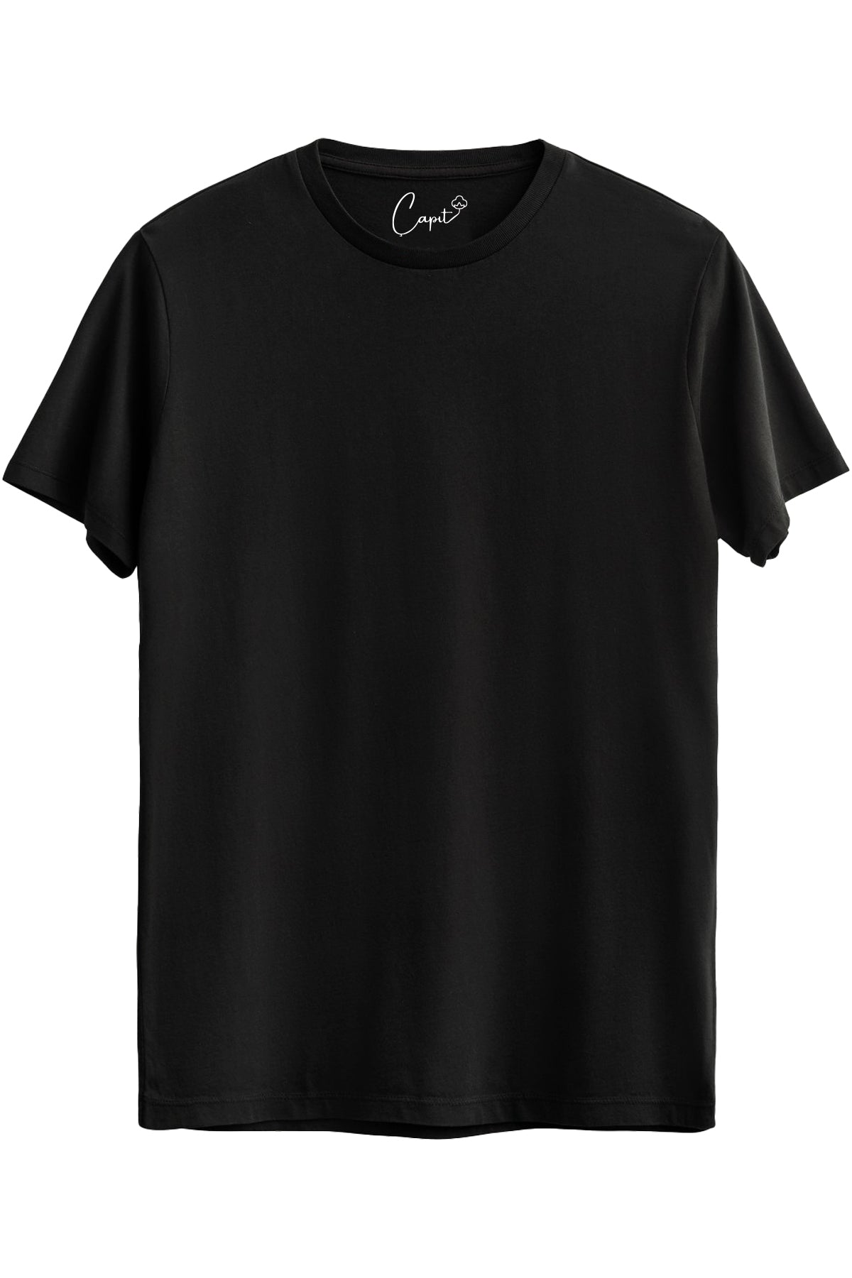 Sıfır Yaka Kısa Kollu Basic Siyah Tişört