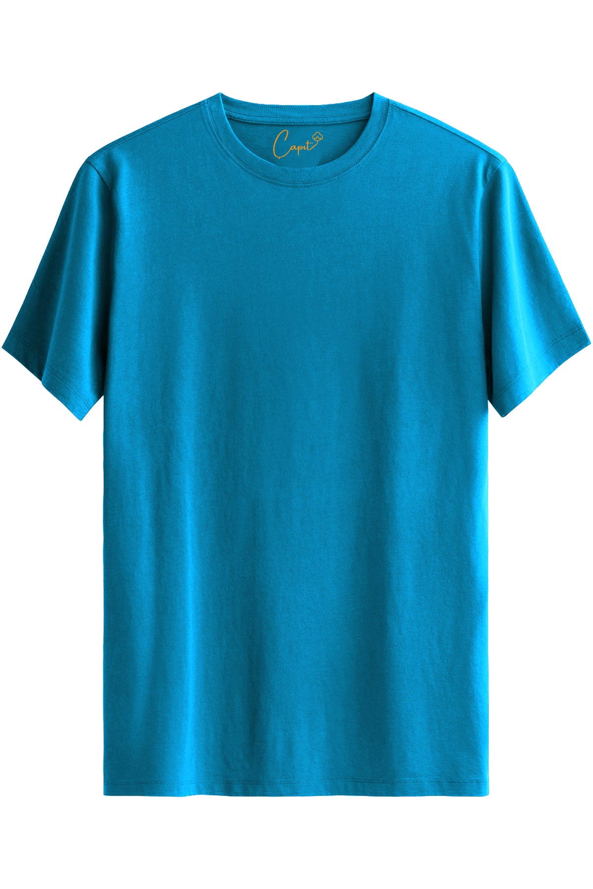 Sıfır Yaka Kısa Kollu Basic Turkuaz Tişört