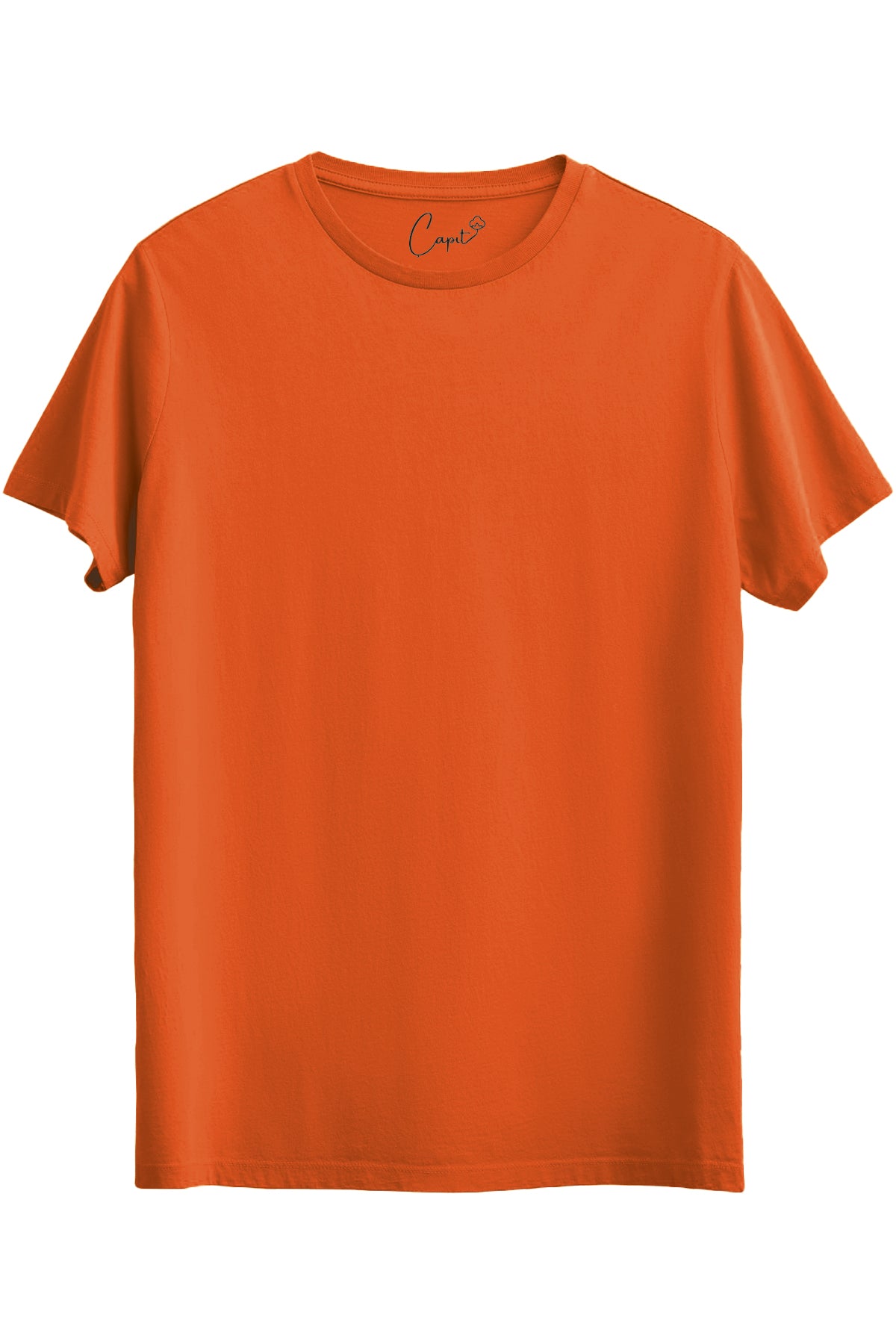 Sıfır Yaka Kısa Kollu Basic Turuncu Tişört