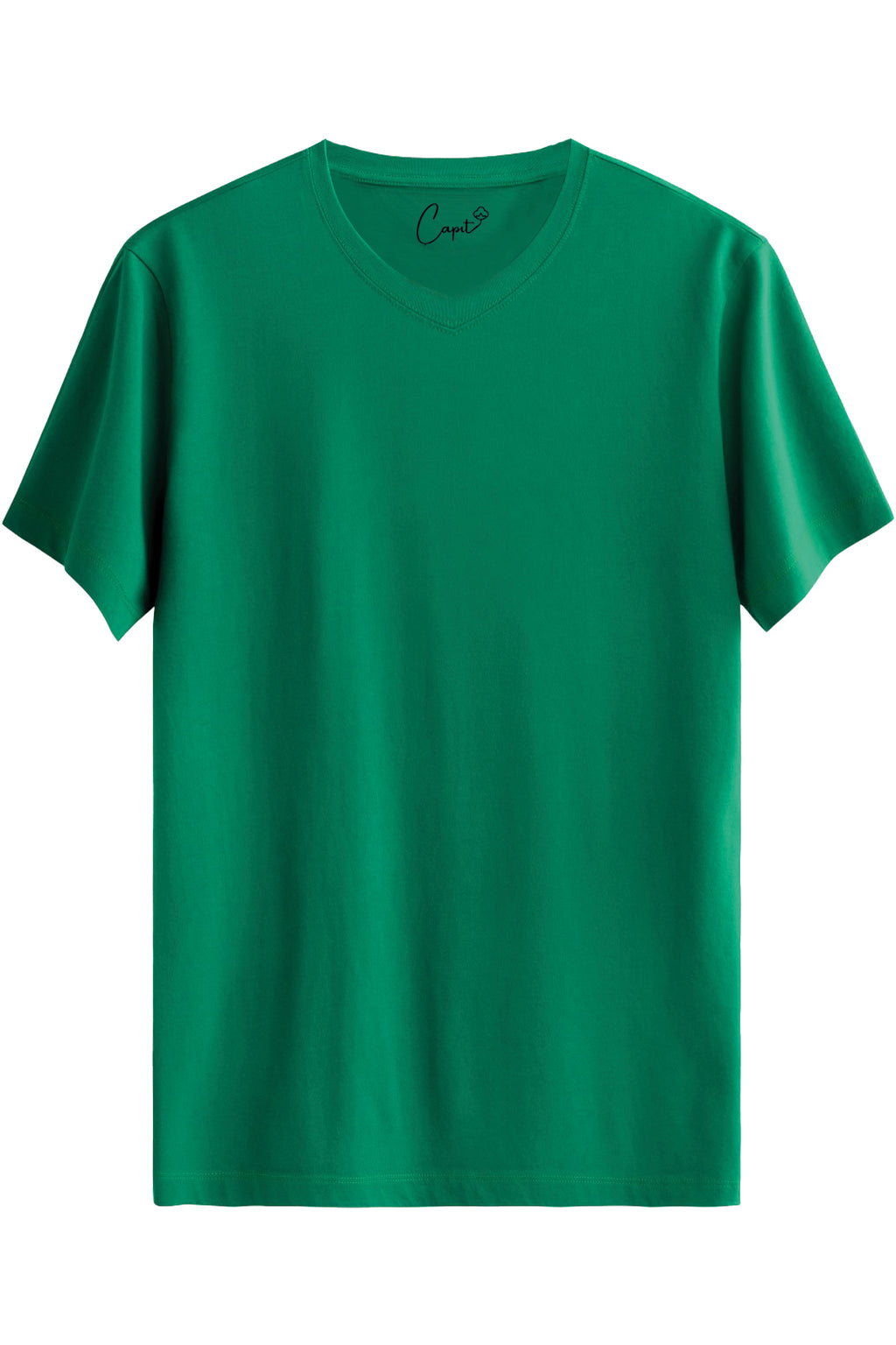 V-Ausschnitt, kurzärmeliges Basic T-Shirt, grün